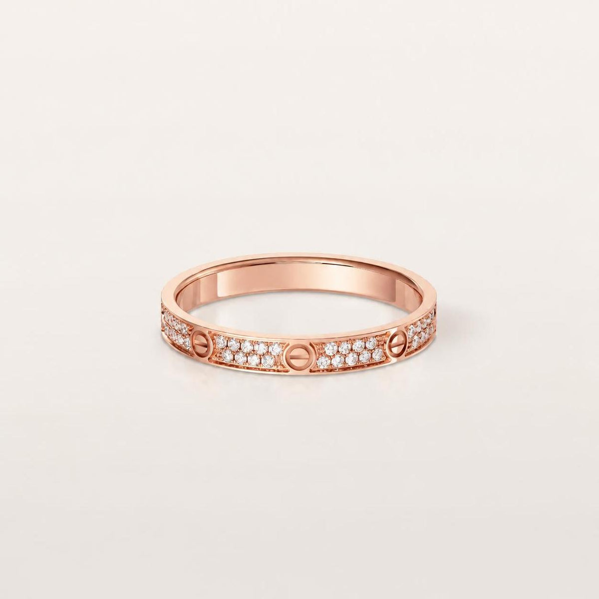 Cartier Love Ring Mini Model Paved Diamonds 18K Rose Gold