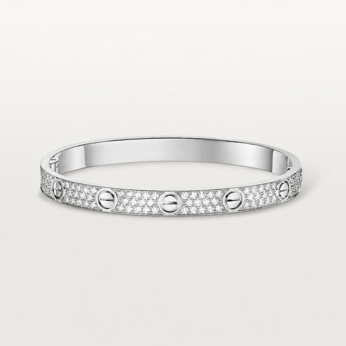 Cartier Love Bracelet Classic Model Paved Diamonds 18K White Gold