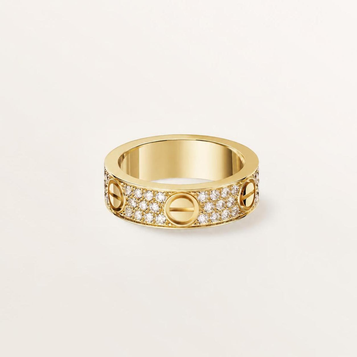 Cartier Love Ring Classic Model Paved Diamonds 18K Yellow Gold