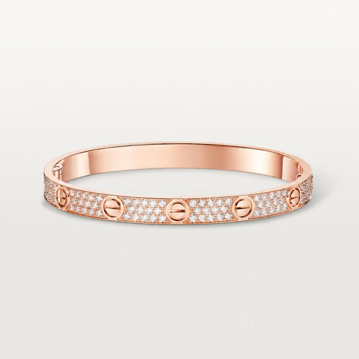 Cartier Love Bracelet Classic Model Paved Diamonds 18K Rose Gold