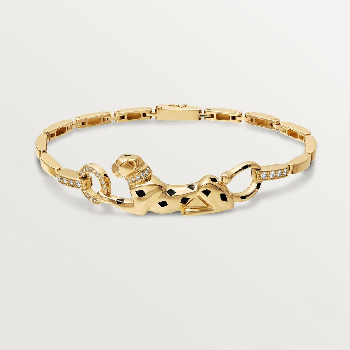Cartier Panthère de Cartier Bracelet on Chain Diamonds Black Lacquer Tsavorite Garnet Onyx 18K Yellow Gold