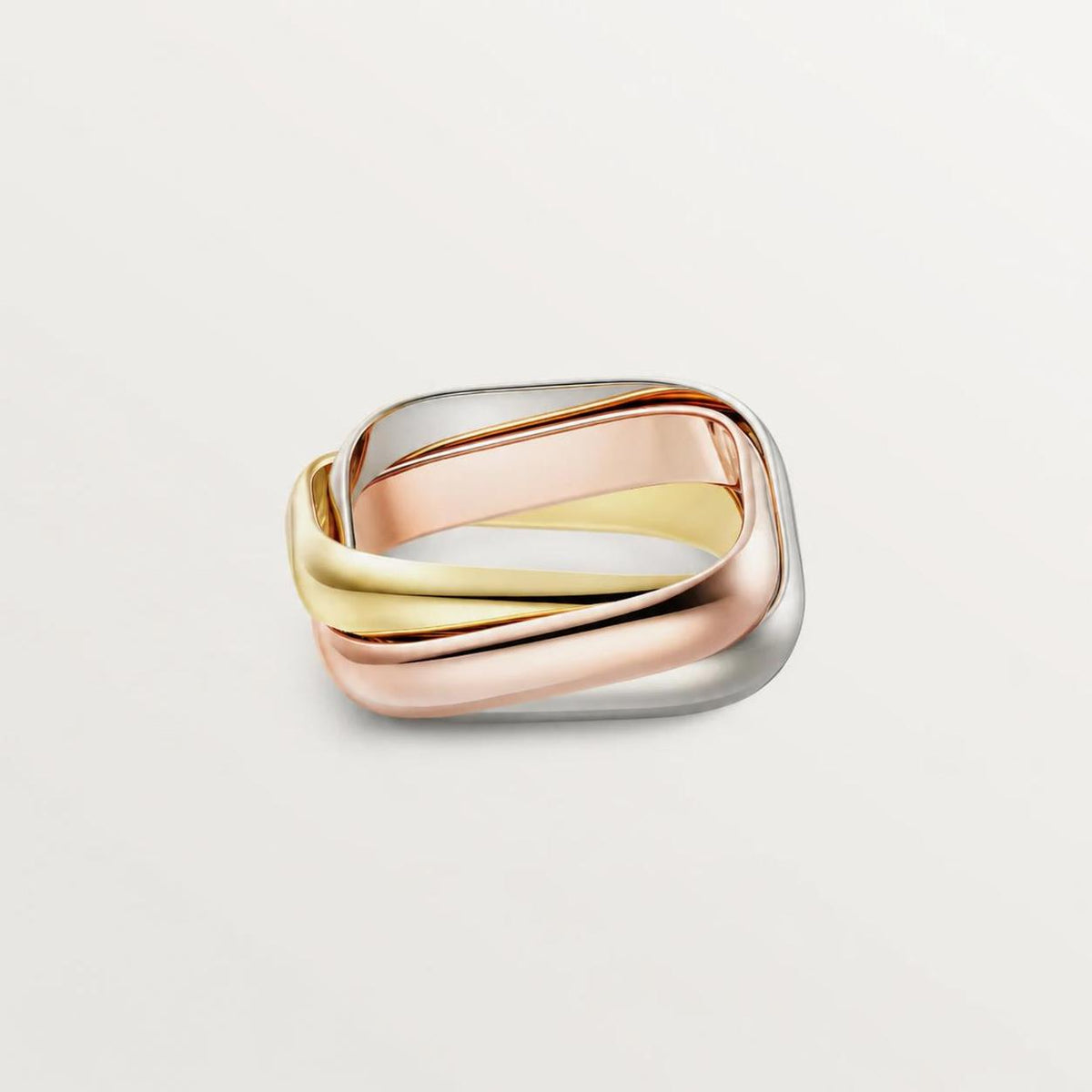 Cartier Trinity Ring Cushion-Shaped Classic Model 18K White, Yellow & Rose Gold