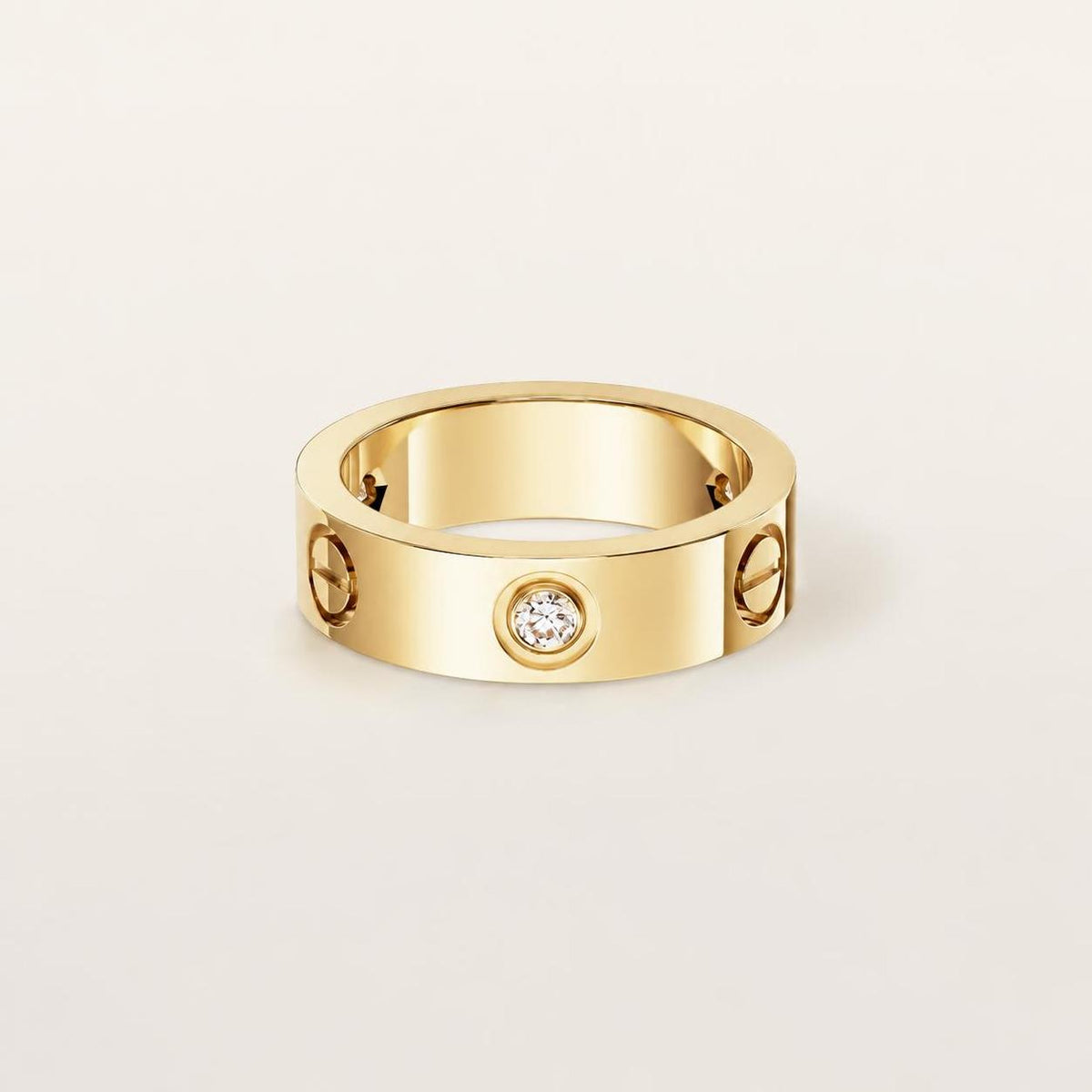Cartier Love Ring Classic Model 3 Diamonds 18K Yellow Gold