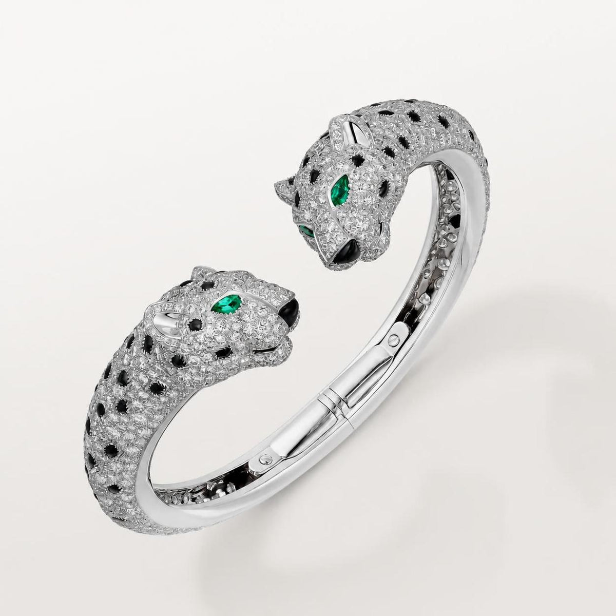 Cartier Panthère de Cartier Bracelet Paved Emerald Onyx Diamonds 18K White Gold