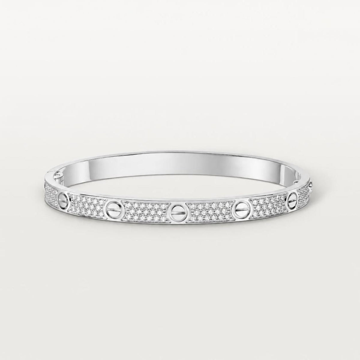 Cartier Love Bracelet Medium Model Paved Diamonds 18K White Gold
