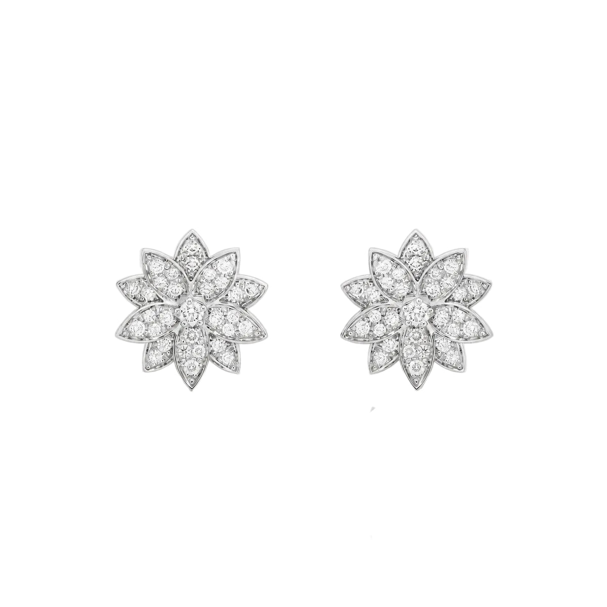 Van Cleef & Arpels Lotus Diamond Small Earrings 18K White Gold