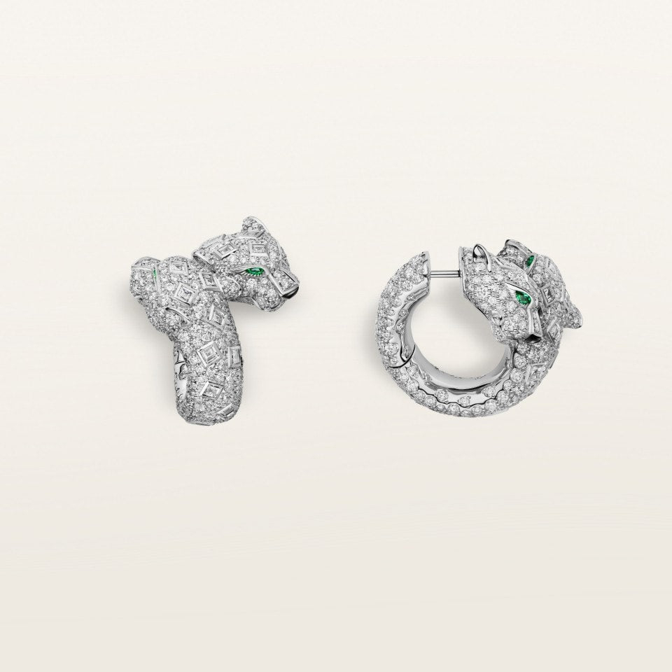 Cartier Panthère de Cartier Earrings White Gold Emeralds Onyx Diamonds
