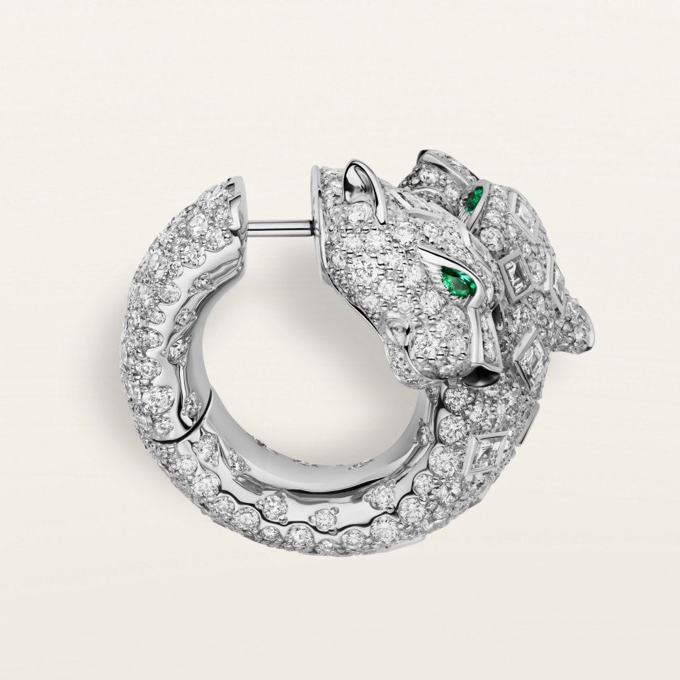 Cartier Panthère de Cartier Earrings White Gold Emeralds Onyx Diamonds