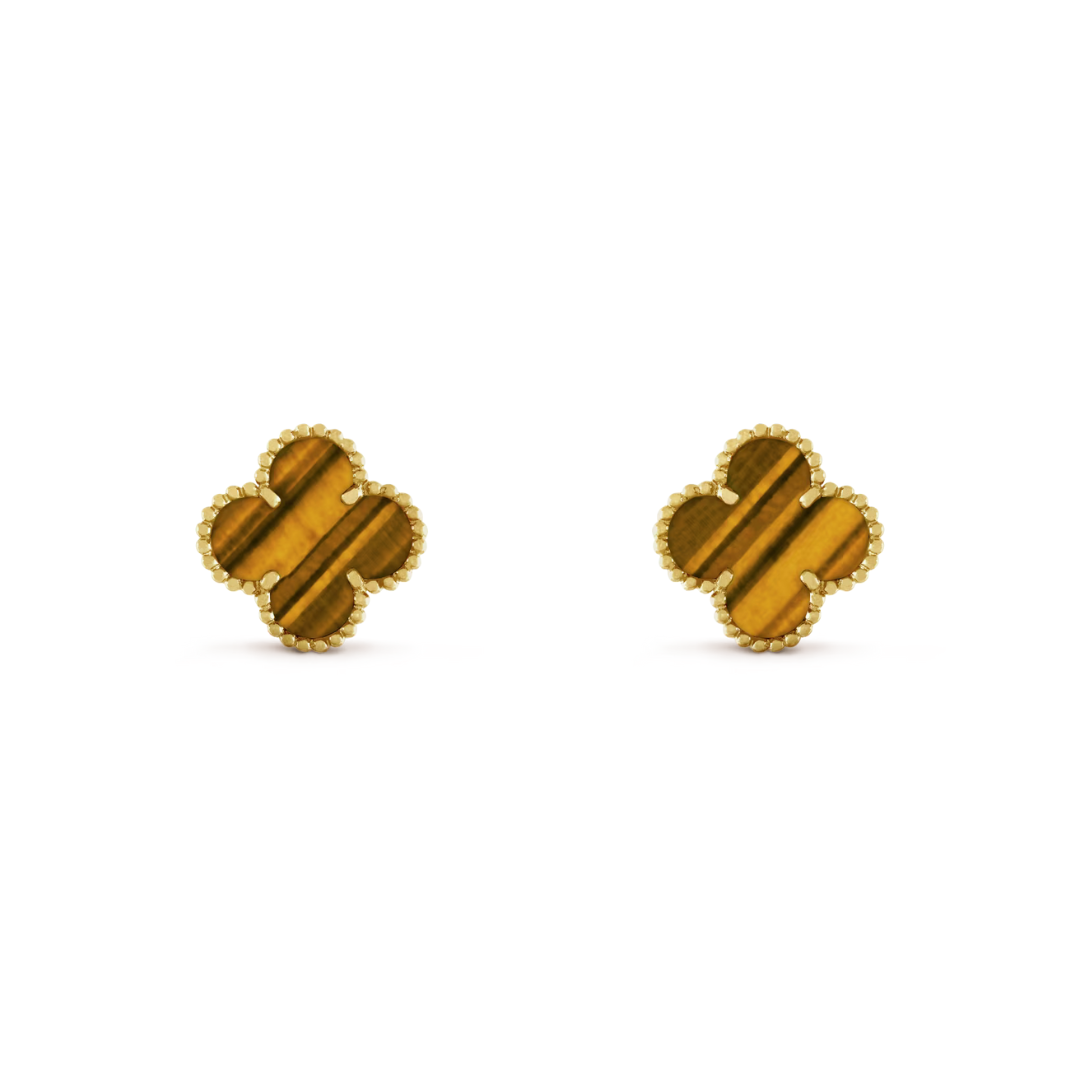 Van Cleef & Arpels Boucles d'oreilles Vintage Alhambra Oeil de Tigre Or Jaune 18 Carats