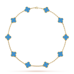 Van Cleef & Arpels Vintage Alhambra Necklace 10 Motifs Agate 18K Yellow Gold