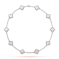 Van Cleef & Arpels Collier Vintage Alhambra 10 Motifs Nacre Or Blanc 18 Carats