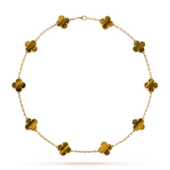 Van Cleef & Arpels Collier Vintage Alhambra 10 Motifs Oeil de Tigre Or Jaune 18 Carats
