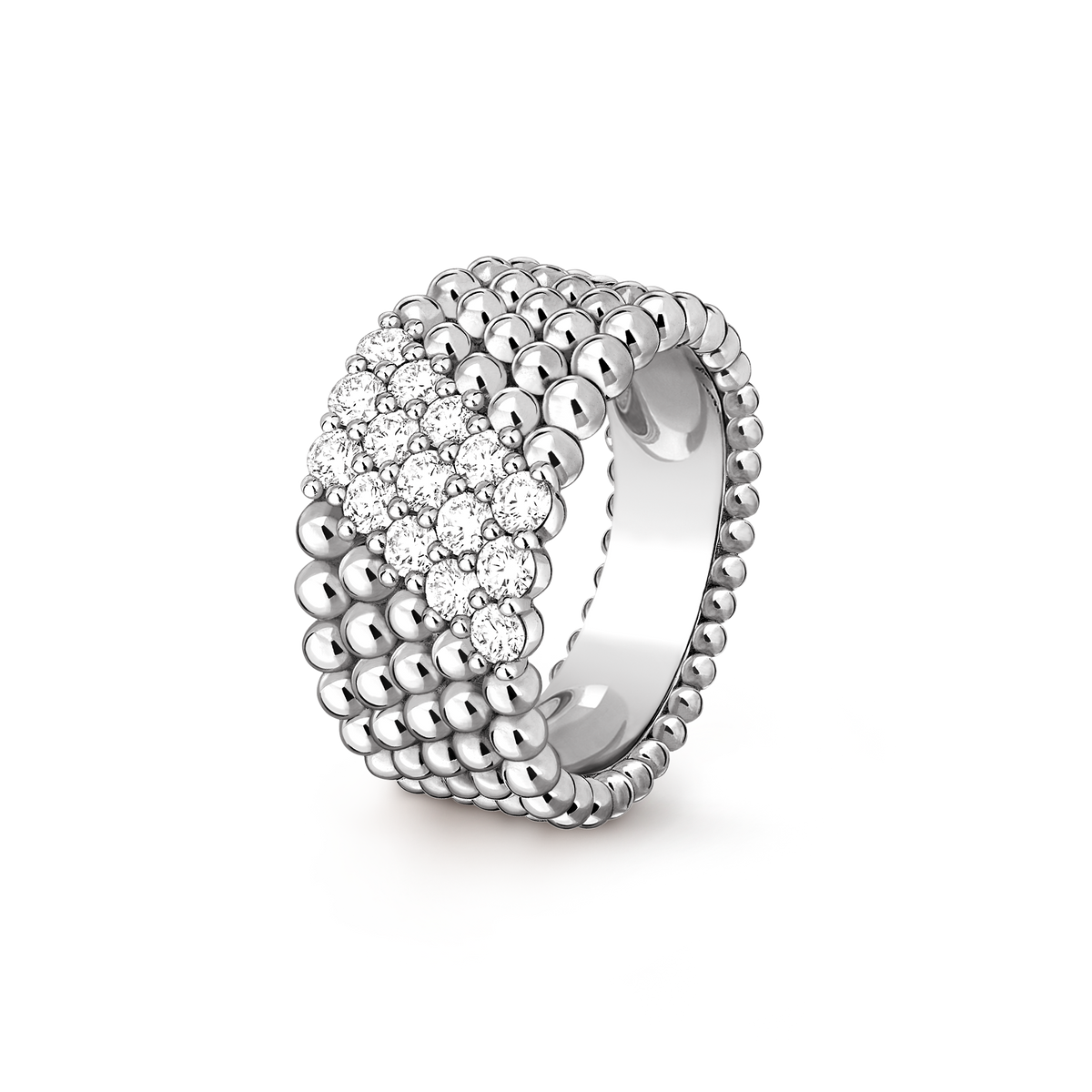 Van Cleef & Arpels Perlée Diamonds 5 Rows Ring 18K White Gold