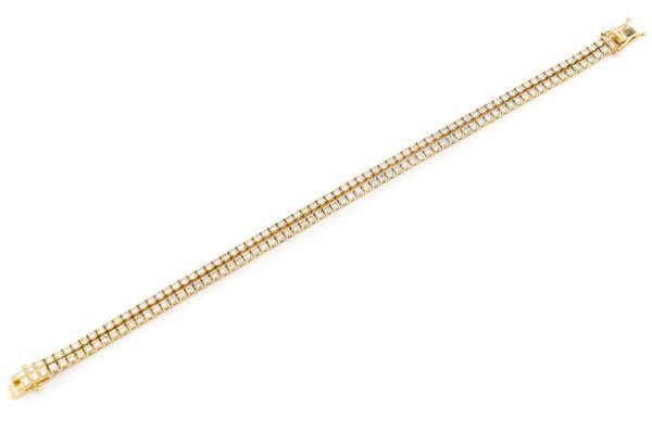Pulsera de tenis de diamantes de 4,75 quilates con juego de puntas de dos hileras de 3 puntos, oro macizo de 14 quilates