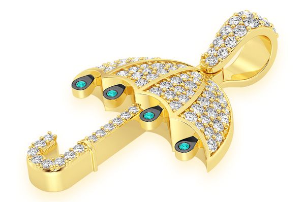 0.75ct Diamond Drip Umbrella Pendant 18K Solid Gold