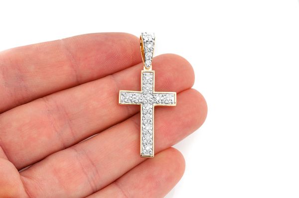 0.25ct Diamond Miracle Set Cross Pendant 18K Solid Gold