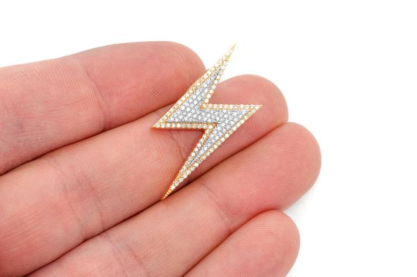 0.50ct Diamond Lightning Bolt Double Layer Pendant 18K Solid Gold