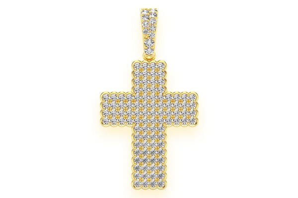 0.75ct Diamond Half Bezel Cross Pendant 18K Solid Gold