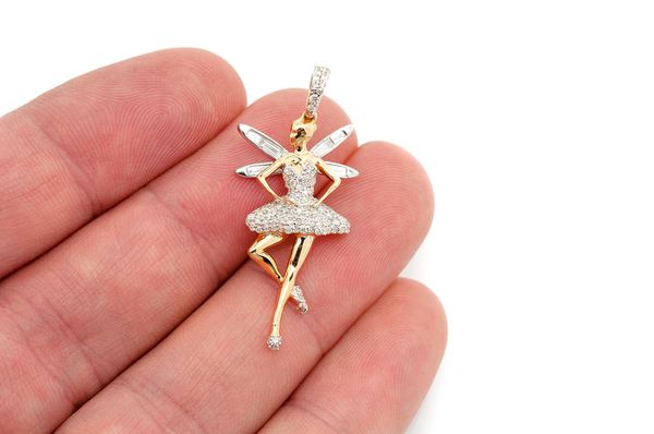 Pendentif diamant Ailes de ballerine 0,65 ct en or massif 14 carats