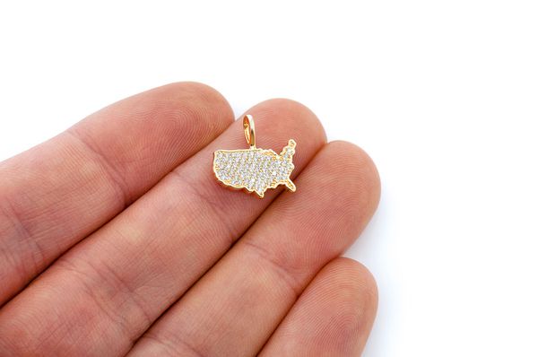 0.30ct Diamond United States Of America Pendant 18K Solid Gold