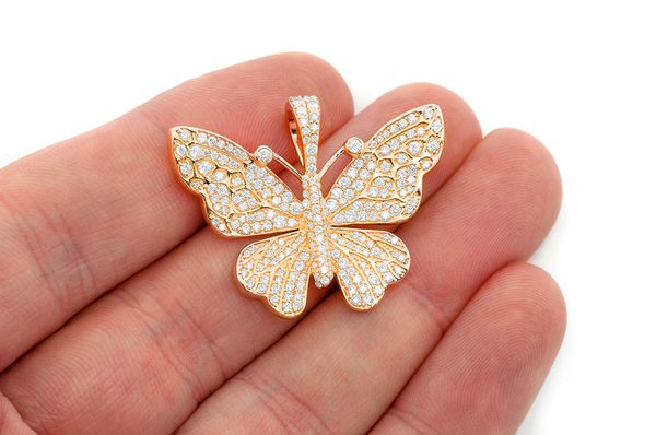 Pendentif diamant papillon 2,00 ct en or massif 14 carats