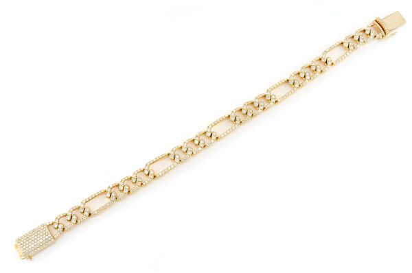 Bracelet en diamant Figaro Link 3,50 ct 6 mm en or massif 14 carats