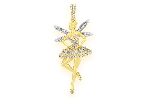 Pendentif diamant Ailes de ballerine 0,65 ct en or massif 14 carats