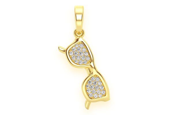 0.25ct Diamond Sunglasses Pendant 18K Solid Gold