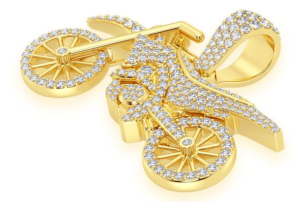 1.75ct Diamond Dirt Bike Pendant 18K Solid Gold