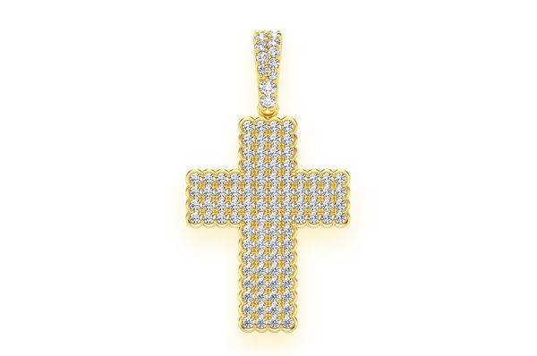 0.90ct Diamond Bezel Border Cross Pendant 18K Solid Gold