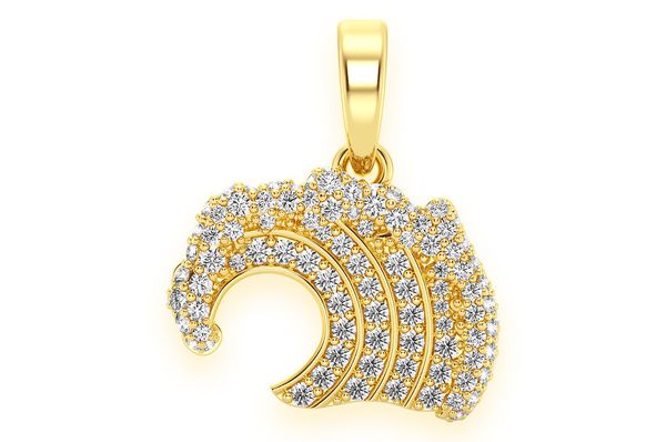 0.75ct Diamond Ocean Wave Pendant 18K Solid Gold