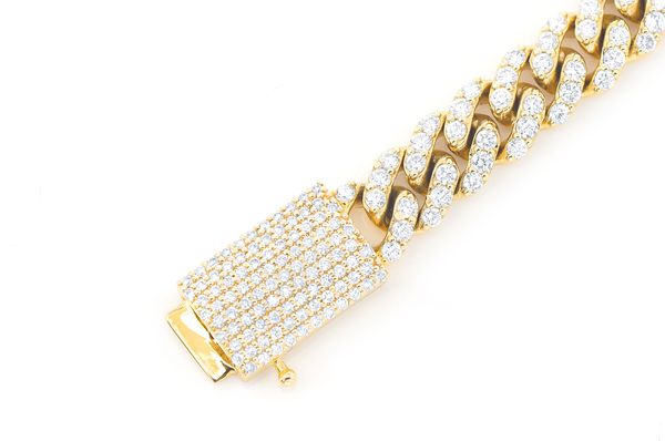 Pulsera de diamantes cubanos de 1,50 quilates de Miami, oro macizo de 4 mm y 14 quilates