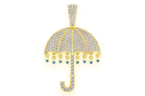 2.65ct Diamond Umbrella Pendant 18K Solid Gold