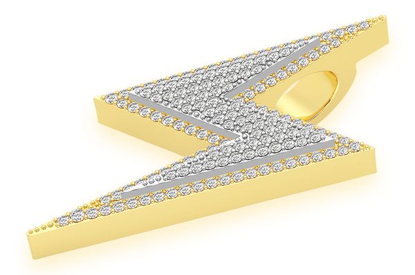 0.50ct Diamond Lightning Bolt Double Layer Pendant 18K Solid Gold