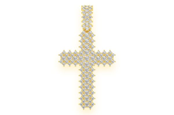 Petit pendentif en diamant à croix dentelée à 5 rangées de 0,75 ct en or massif 14 carats