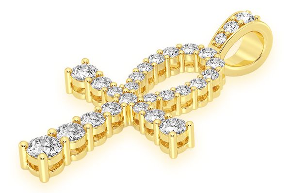 2.25ct Diamond Solitaire Ankh Egyptian Pendant 18K Solid Gold