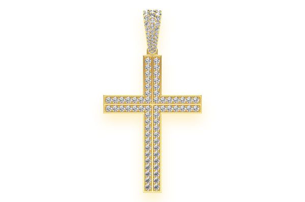 Pendentif en diamant avec croix d'accent droit de 2,75 ct, or massif 14 carats
