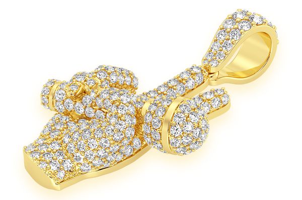 2.65ct Diamond Peace Sign Microphone Pendant 18K Solid Gold