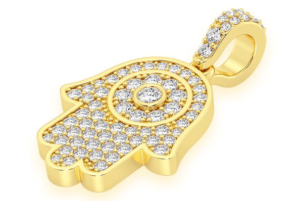Pendentif diamant Hamsa 0,45 ct en or massif 14 carats