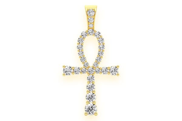 2.25ct Diamond Solitaire Ankh Egyptian Pendant 18K Solid Gold