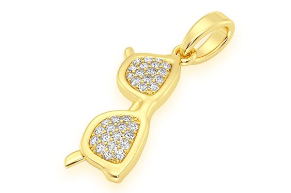 0.25ct Diamond Sunglasses Pendant 18K Solid Gold