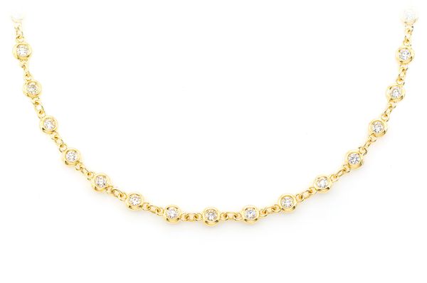 2.25ct Diamond Eternity Round Bezel Set Necklace 18K Solid Gold