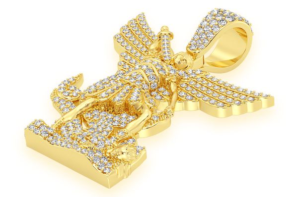 Pendentif diamant Archange Saint Michel 1,50 ct en or massif 14 carats