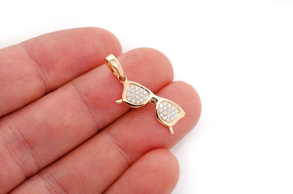 0.25ct Diamond Sunglasses Pendant 18K Solid Gold