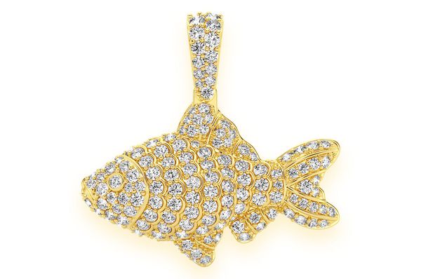 1.20ct Diamond Fish Pendant 18K Solid Gold