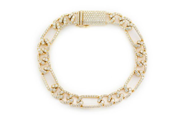 Bracelet en diamant Figaro Link 3,50 ct 6 mm en or massif 14 carats