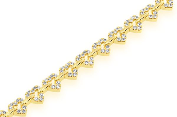 Bracelet en diamant en forme de cœur de 2,35 ct en or massif 14 carats
