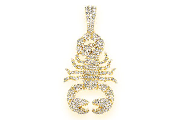 3.40ct Diamond Scorpion Pendant 18K Solid Gold