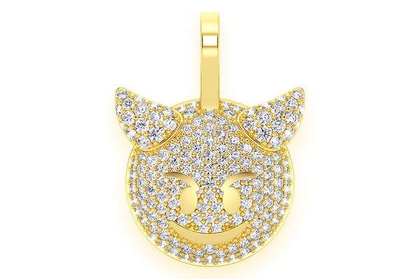 Pendentif diamant diable Emoji 0,60 ct en or massif 14 carats