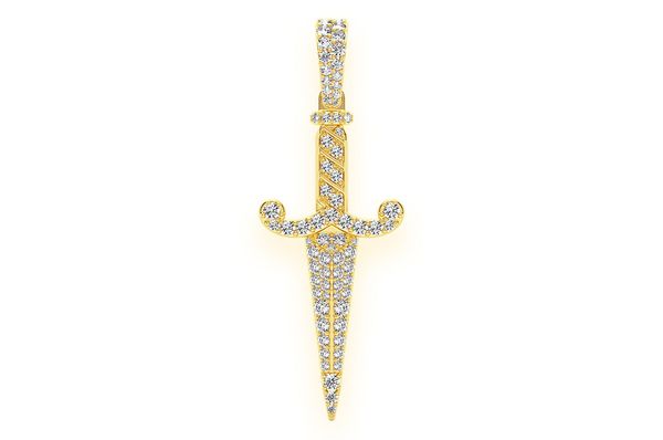 1.50ct Diamond Dagger Pendant 18K Solid Gold